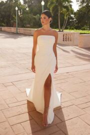 Strapless Straight Neckline Lace Up Wedding Dress - Image 2