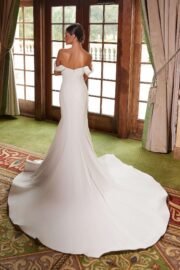 Straight Top Pleated Off-Shoulder Wedding Gown - Image 2