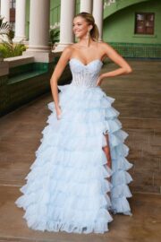 Strapless Sweetheart Top Layered Tulle Dress