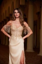 Fringed Off-Shoulder Sequin Sweetheart Neckline Dress - Image 8