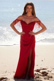 Fringed Off-Shoulder Sequin Sweetheart Neckline Dress - Image 7