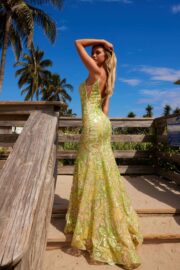 Deep V-Neck Floral Sequin Tulle Dress - Image 2