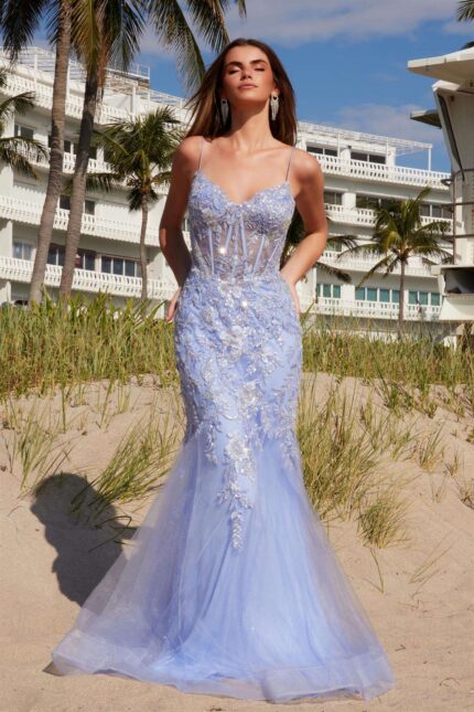 Sweetheart Neckline Sequin Applique Trumpet Dress