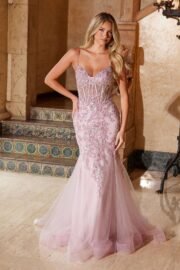 Sweetheart Neckline Sequin Applique Trumpet Dress - Image 3