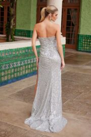 Strapless V-Neck Sequin Dress - Image 7