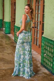 Deep V-Neck Fully Beaded Fringed Waistline Dress - Image 2