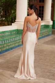 Strapless Sheer Boned Waistline Ruched Hip Dress - Image 6