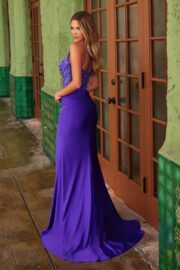 Sleeveless Embroidered Corset Dress with Slit - Image 7