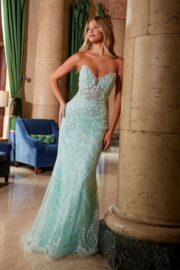 Strapless Beaded Tulle Dress with Lace-Up Back - Image 4