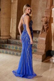 DAZZLING FLOOR-LENGTH BEADED TULLE DRESS LACE-UP BACK - Image 4