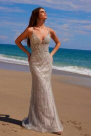 Applique Tulle Gown Lace-Up Back Dress - Image 9