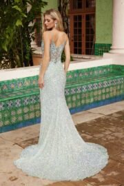 Lace-Up Sequin Sheer Boned Waistline Dress - Image 3