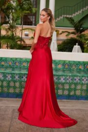 Strapless Sequin Applique Sweetheart Prom Gown - Image 2
