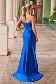 Strapless Sequin Applique Sweetheart Prom Gown - Image 9