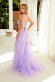 Deep V-Neck Sequin Applique Tulle Dress - Image 6