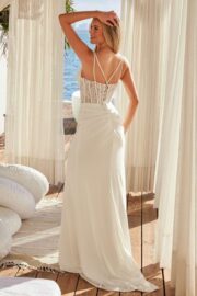 Sleeveless Embroidered Corset Dress with Slit - Image 5