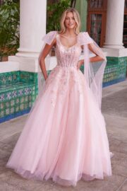 Draped Tie-Up Straps Applique Tulle Dress - Image 2