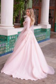 Draped Tie-Up Straps Applique Tulle Dress - Image 3