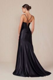 LUXURIOUS SHINY SATIN MATERIAL A SWEETHEART NECKLINE & SLIT - Image 5