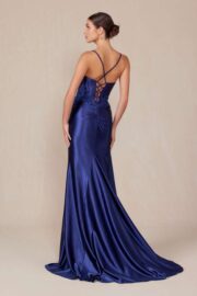LUXURIOUS SHINY SATIN MATERIAL A SWEETHEART NECKLINE & SLIT - Image 13