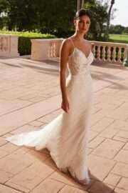 Low Back Flower Embroidered Tulle Wedding Gown - Image 2