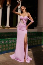 Full Sequin Mesh Asymmetrical Sweetheart Neck Dress - Image 3