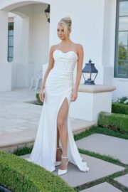 Satin Cowl Neck Dress with Bustier Corset Wedding Gown