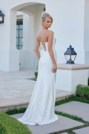 Satin Cowl Neck Dress with Bustier Corset Wedding Gown - Image 4