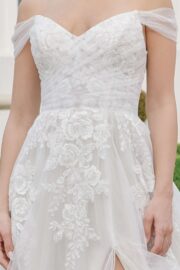 Off-Shoulder Embroidered Tulle A-line Wedding Gown - Image 5