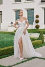 Off-Shoulder Embroidered Tulle A-line Wedding Gown - Image 2