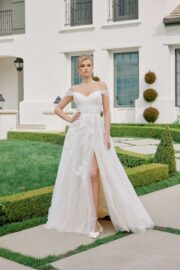 Off-Shoulder Embroidered Tulle A-line Wedding Gown - Image 3
