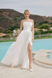 Strapless Ruched Top A-line Wedding Dress - Image 2