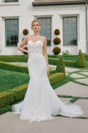 Sweetheart Boned Waistline Embroidered Lace Wedding Gown - Image 2