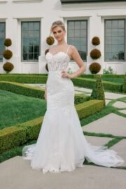 Sweetheart Boned Waistline Embroidered Lace Wedding Gown - Image 3