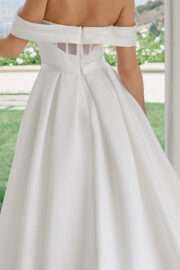 Satin Off-Shoulder A-line Wedding Dress with Slit - Image 6