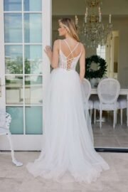 Beaded Floral Applique Dress With Detachable Skirt - Image 3