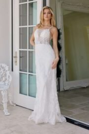 Beaded Floral Applique Dress With Detachable Skirt - Image 4