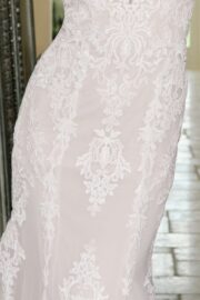 Sleeveless V-Neck Lace Bateau Wedding Gown - Image 7