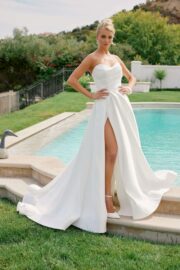 Strapless A-line High Slit Wedding Gown - Image 2
