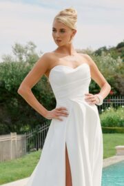 Strapless A-line High Slit Wedding Gown - Image 3