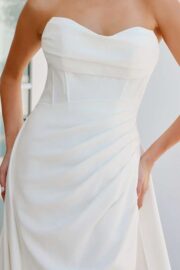 Strapless Pleated Bodice Wedding Gown with SLIT - Image 5