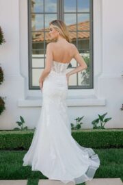 Sweetheart Sheer Lace Corset Embroidered Wedding Dress - Image 3