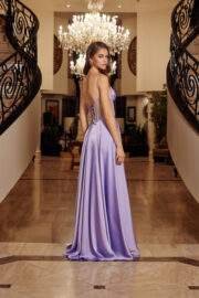 A-LINE BONED CORSET TWIST FRONT SWEETHEART NECKLINE LEG SLIT - Image 3