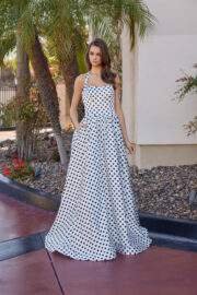 Long Polka Dots A line gown Halter semi-sweetheart - Image 4