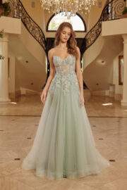 LONG A LINE GOWN SWEETHEART BUSTLINE WITH SPAGHETTI STRAPS - Image 4