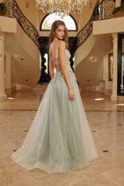 LONG A LINE GOWN SWEETHEART BUSTLINE WITH SPAGHETTI STRAPS - Image 2