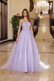 BALL GOWN with A STRAIGHT ACROSS BUSTLINE SPAGHETTI STRAPS - Image 2