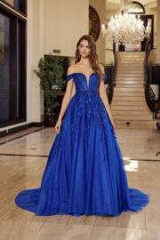 PLUNGING V NECKLINE BALL GOWN WITH A SHEER BONED WAISTLINE - Image 4