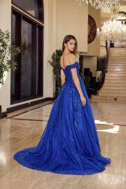 PLUNGING V NECKLINE BALL GOWN WITH A SHEER BONED WAISTLINE - Image 2