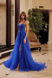 FIT AND FLARE LONG GOWN SEMI SWEETHEART PLUNGING NECKLINE - Image 2